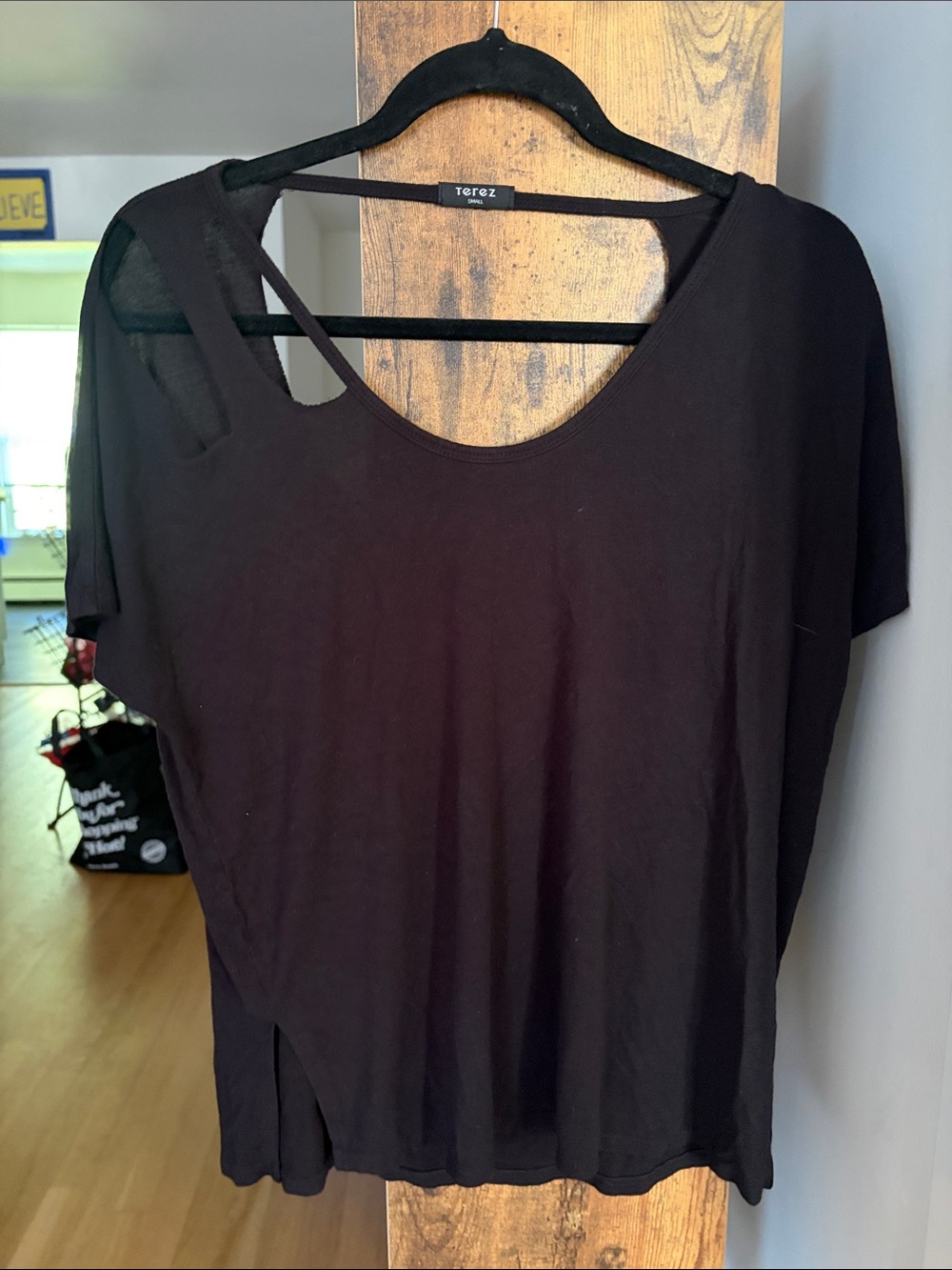 Terez Black Short-Sleeve Cutout Tee